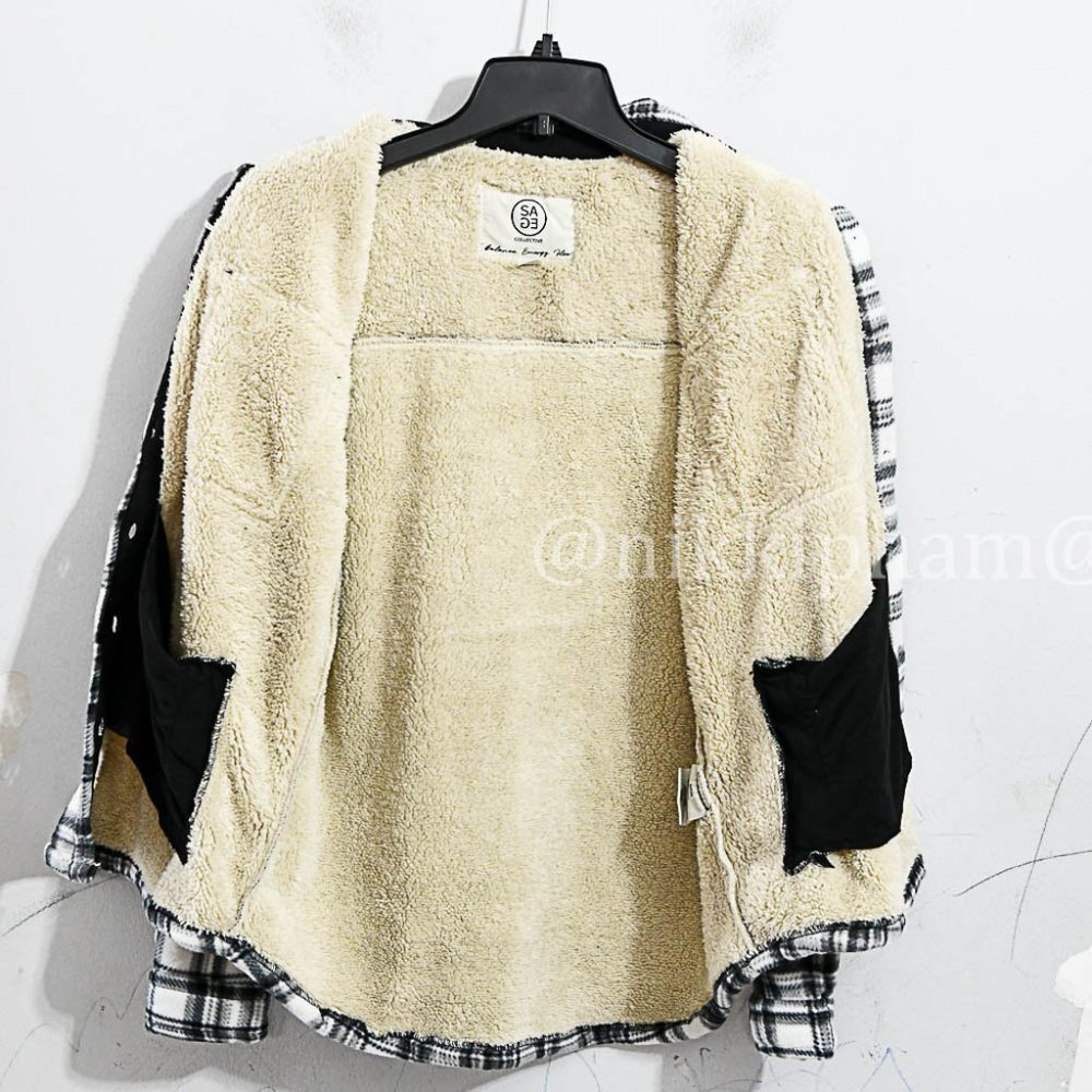 NWT Sage Ladies' Plush Shirt Jacket in White - Picture 6 of 7